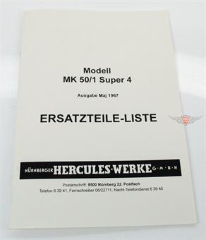 Hercules MK 50 / 1 Super 4 Mokick Ersatzteil Liste Teile Katalog Ausgabe 1967 