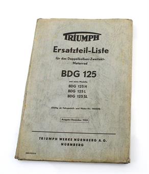 Triumph BDG 125 Motorrad Ersatzteil Liste 1955 